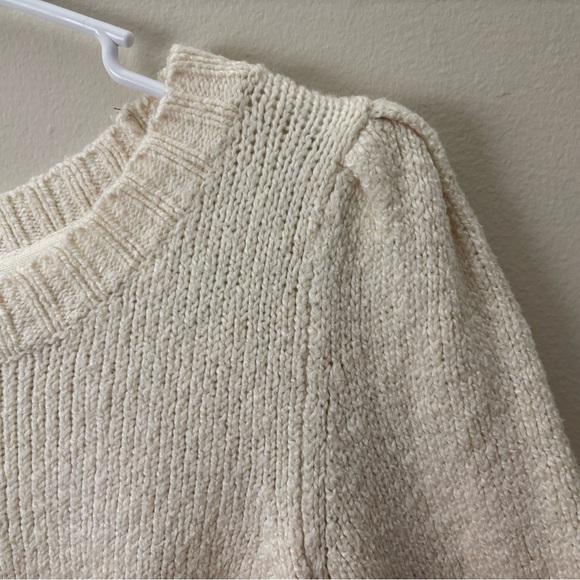 Maeve Anthropologie Cream Cropped Knit Sweater Size Small Cozy Boho - Picture 2 of 9